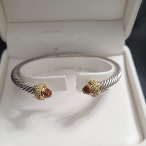 David Yurman Sterling, 18K, Citrine and Yellow Sapphire Cuff Bracelet